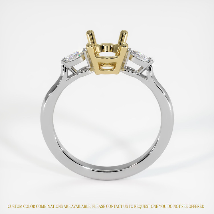 14K Yellow & White Three Stone Ring Setting