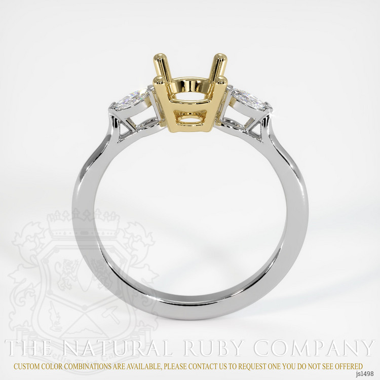 14K Yellow & White Three Stone Ring Setting