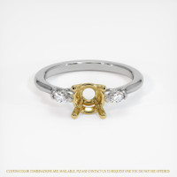 18K Yellow & White Three Stone Ring Setting Image