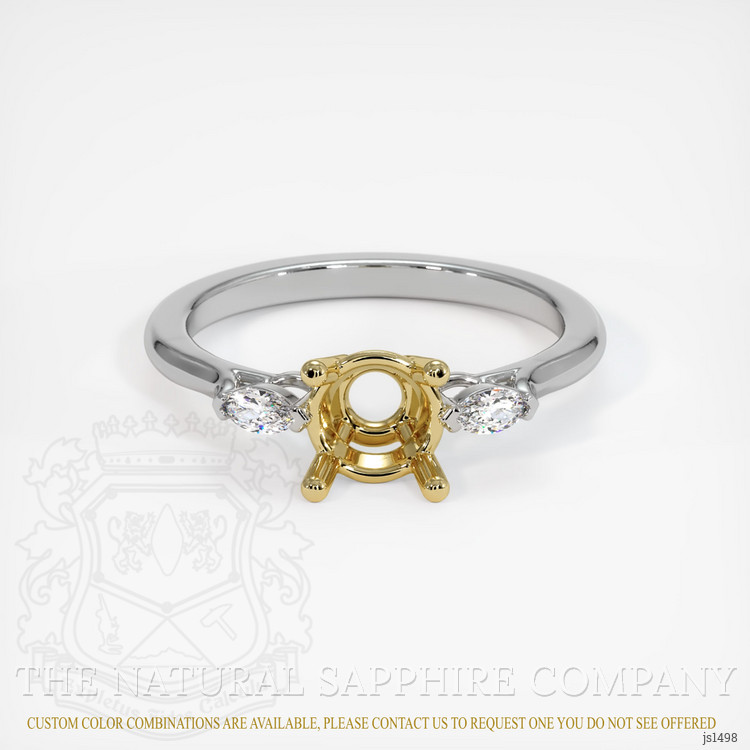 18K Yellow & White Three Stone Ring Setting