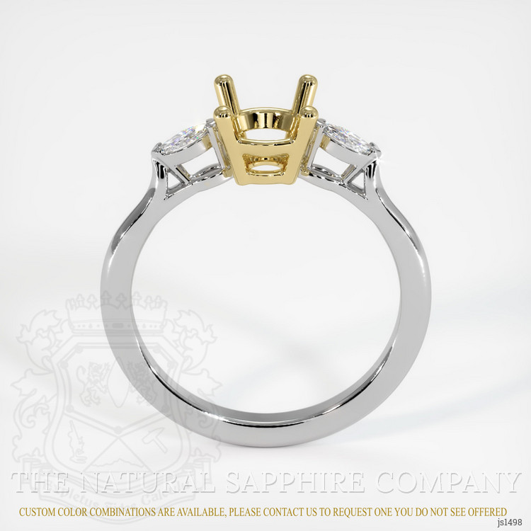 18K Yellow & White Three Stone Ring Setting