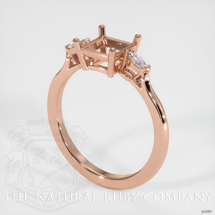 14K Rose Gold Three Stone Ring Setting