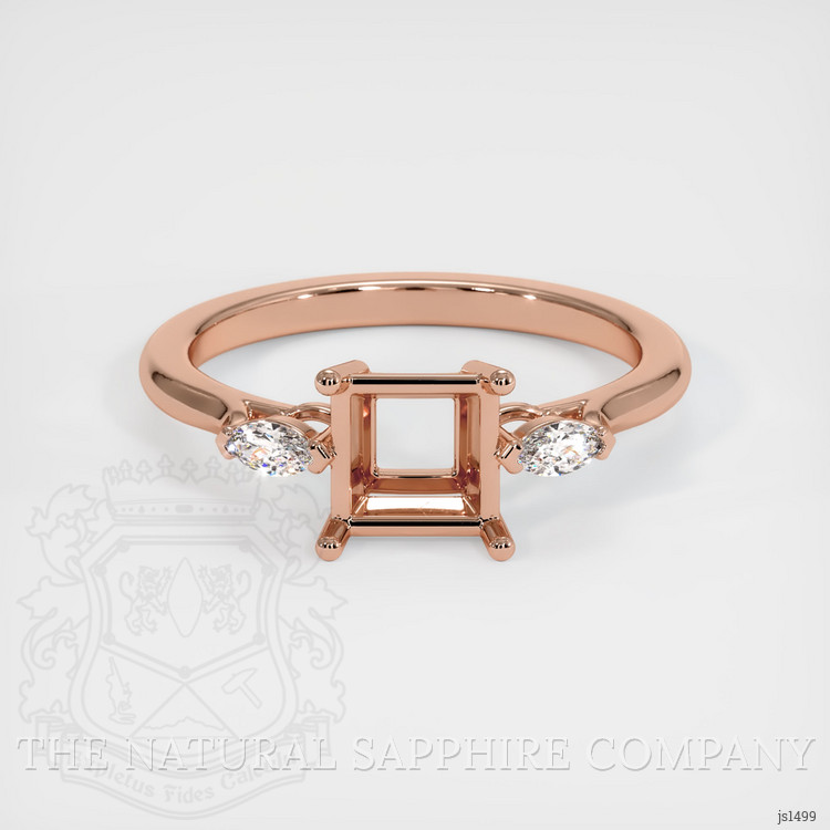 14K Rose Gold Three Stone Ring Setting
