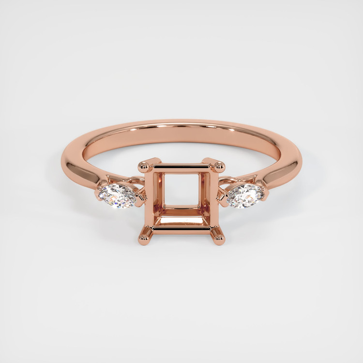 14K Rose Gold Three Stone Ring Setting