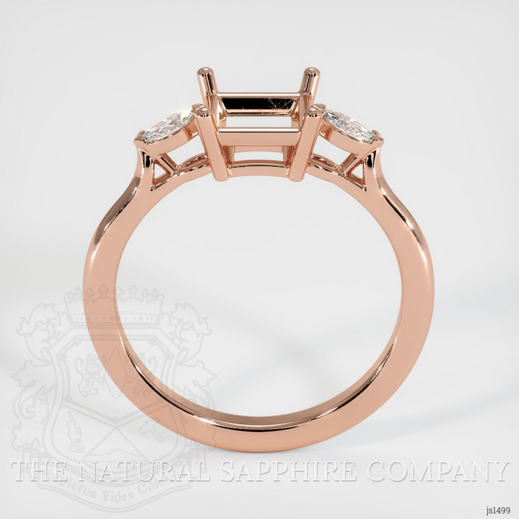 14K Rose Gold Three Stone Ring Setting