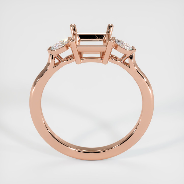 14K Rose Gold Three Stone Ring Setting