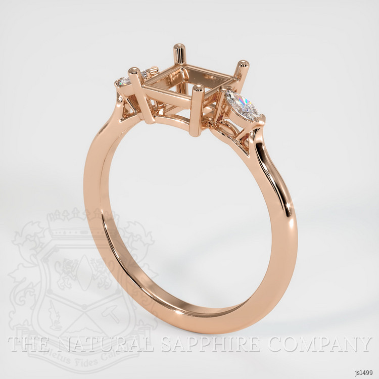 18K Rose Gold Three Stone Ring Setting