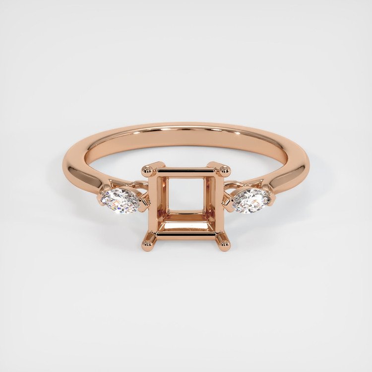 18K Rose Gold Three Stone Ring Setting