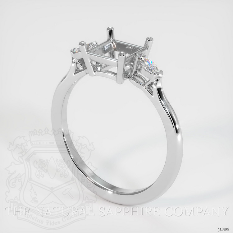 10K White Gold Three Stone Ring Setting