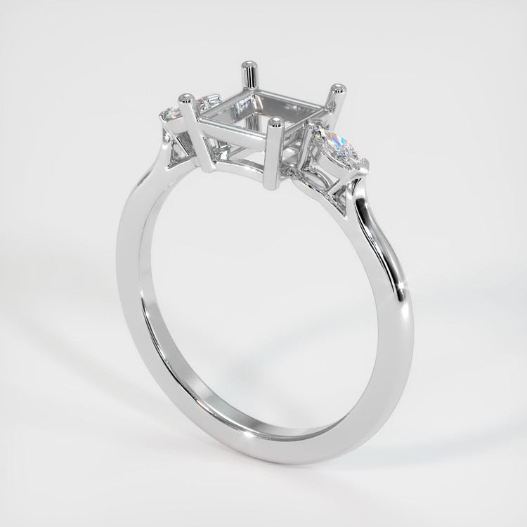 18K White Gold Three Stone Ring Setting