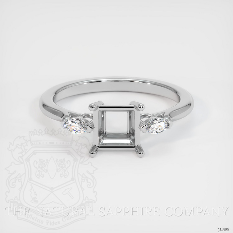 18K White Gold Three Stone Ring Setting