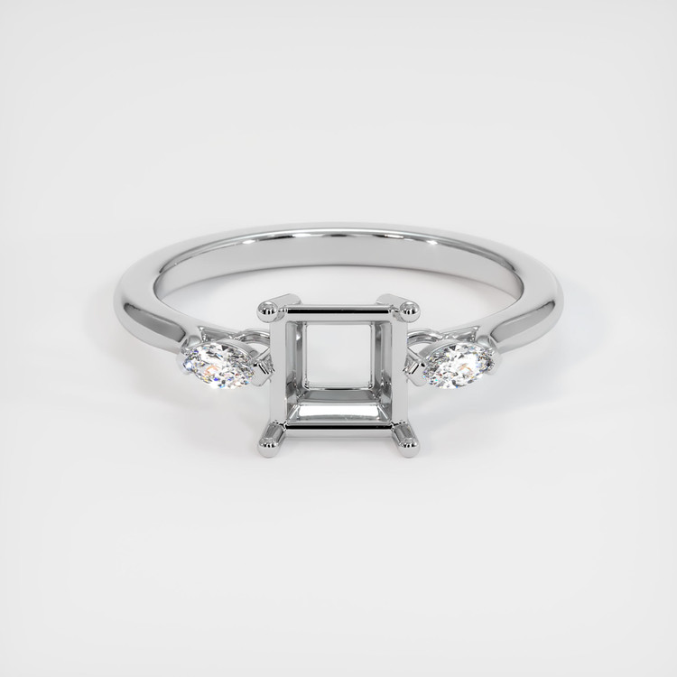18K White Gold Three Stone Ring Setting