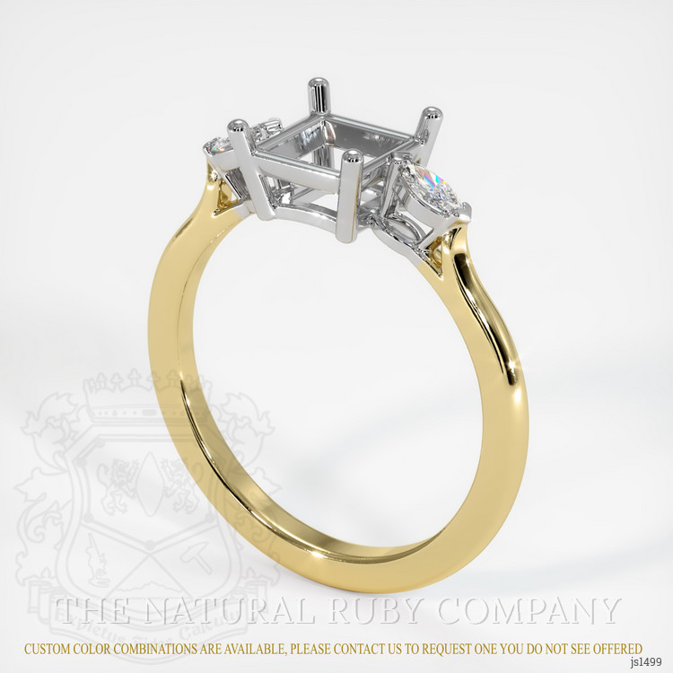 14K White & Yellow Three Stone Ring Setting