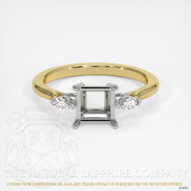 14K White & Yellow Three Stone Ring Setting