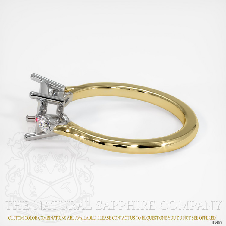 14K White & Yellow Three Stone Ring Setting
