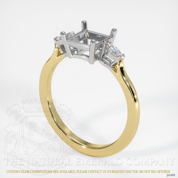 18K White & Yellow Three Stone Ring Setting
