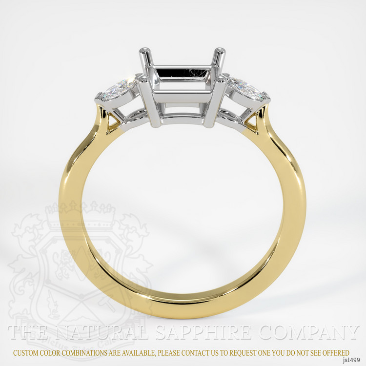 18K White & Yellow Three Stone Ring Setting