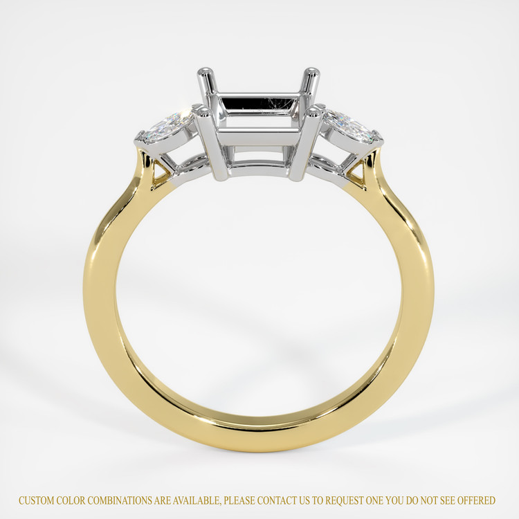18K White & Yellow Three Stone Ring Setting