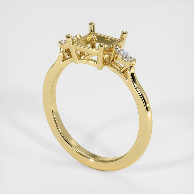 18K Yellow Gold Three Stone Ring Setting