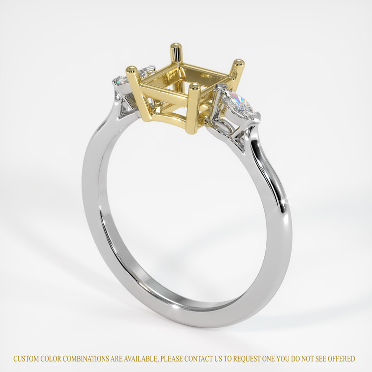 14K Yellow & White Three Stone Ring Setting