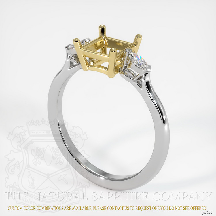 14K Yellow & White Three Stone Ring Setting