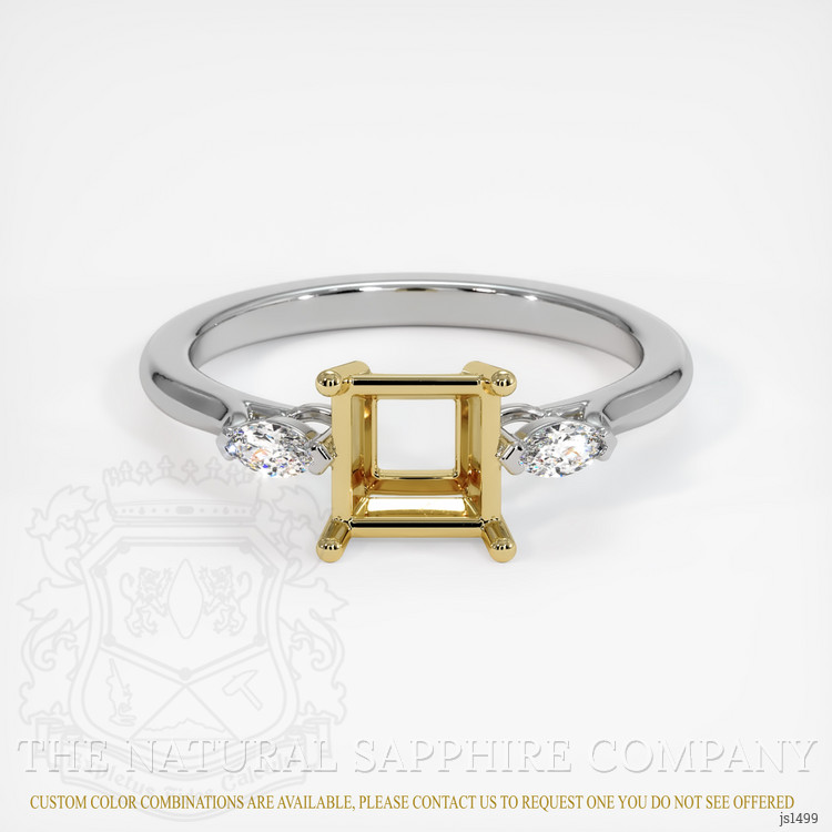 14K Yellow & White Three Stone Ring Setting