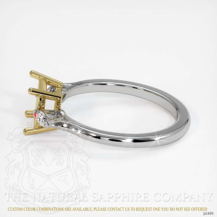 14K Yellow & White Three Stone Ring Setting