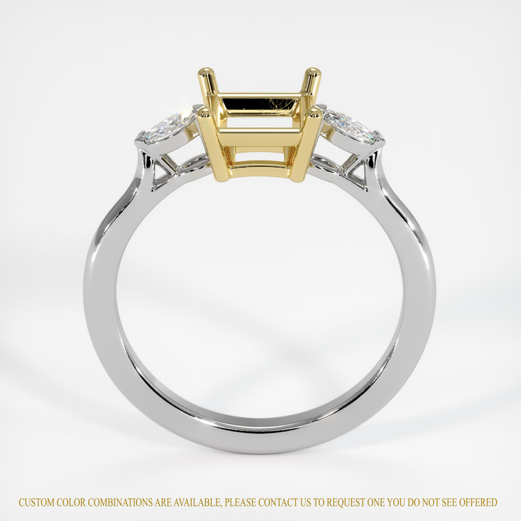 14K Yellow & White Three Stone Ring Setting