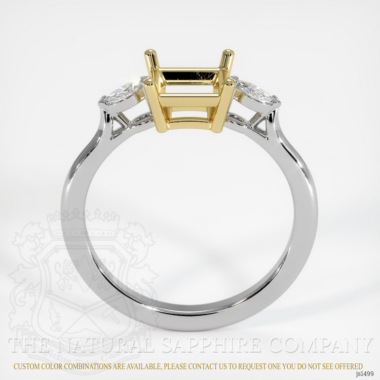14K Yellow & White Three Stone Ring Setting