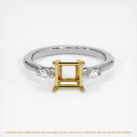 18K Yellow & White Three Stone Ring Setting Image