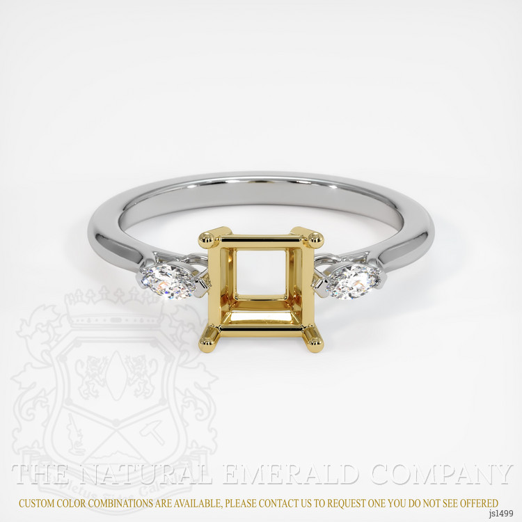 18K Yellow & White Three Stone Ring Setting