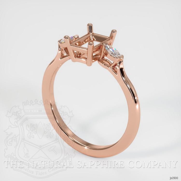 14K Rose Gold Three Stone Ring Setting