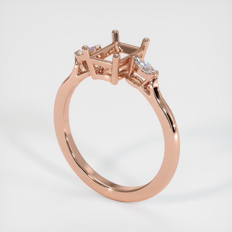 14K Rose Gold Three Stone Ring Setting