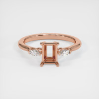 14K Rose Gold Three Stone Ring Setting Image
