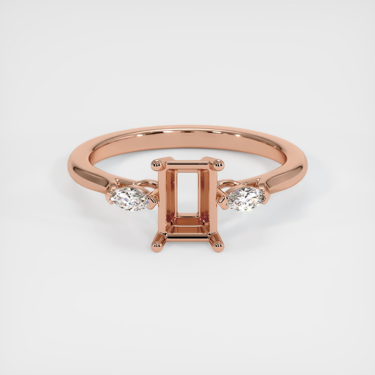 14K Rose Gold Three Stone Ring Setting