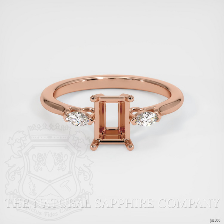 14K Rose Gold Three Stone Ring Setting