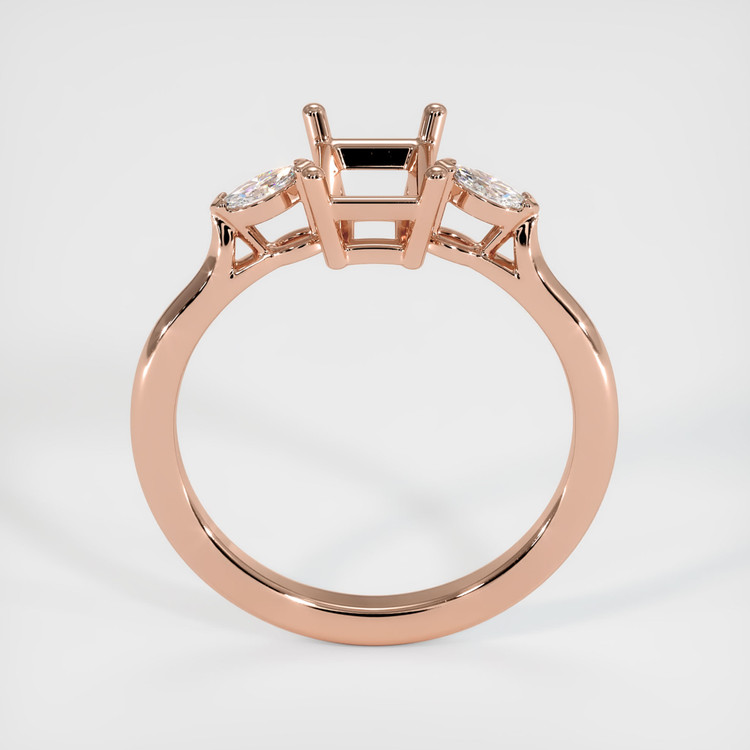 14K Rose Gold Three Stone Ring Setting