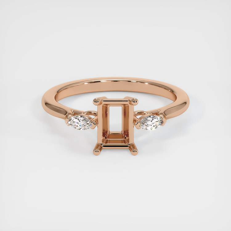 18K Rose Gold Three Stone Ring Setting