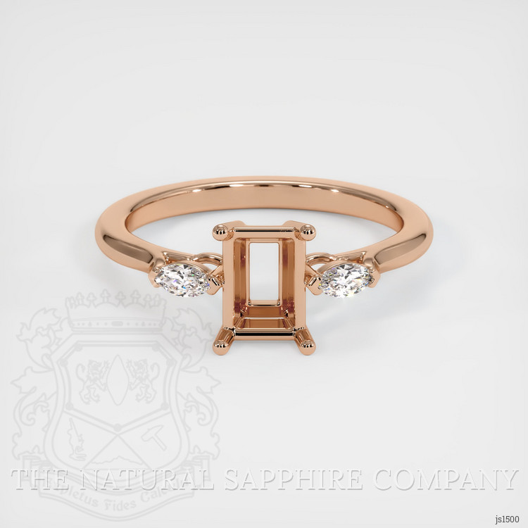 18K Rose Gold Three Stone Ring Setting