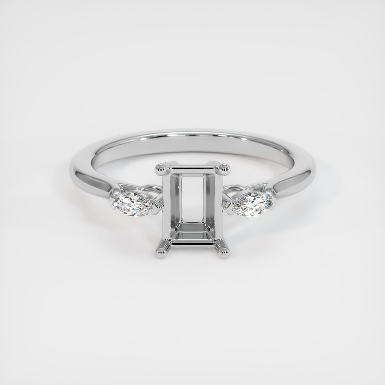 14K White Gold Three Stone Ring Setting