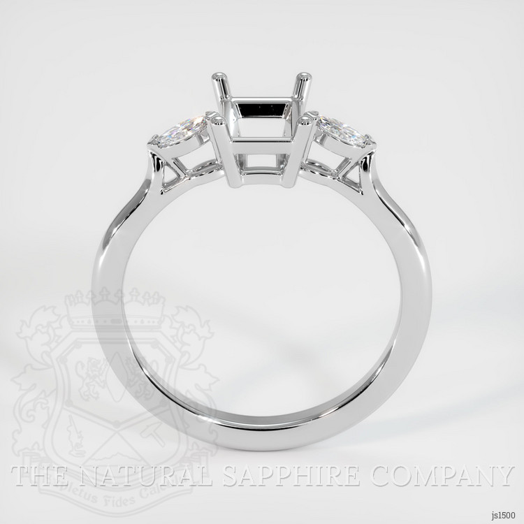 14K White Gold Three Stone Ring Setting