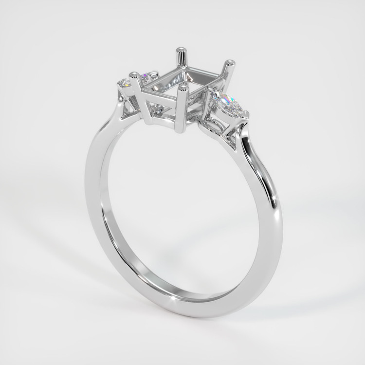 18K White Gold Three Stone Ring Setting