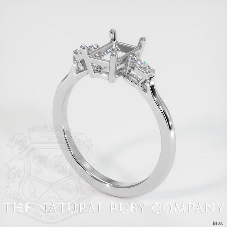 18K White Gold Three Stone Ring Setting