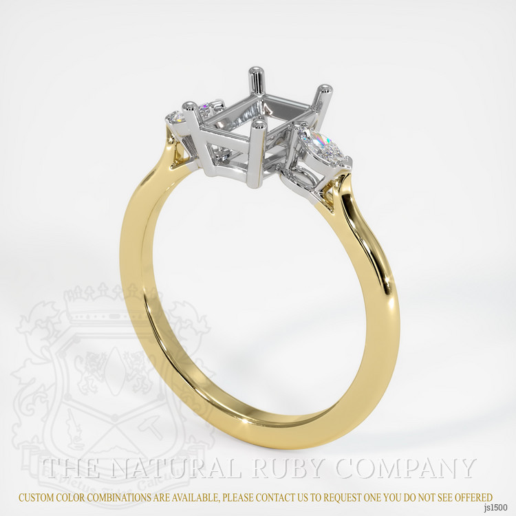 14K White & Yellow Three Stone Ring Setting