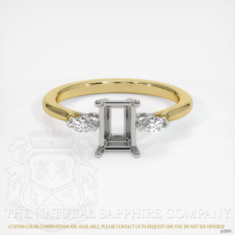14K White & Yellow Three Stone Ring Setting