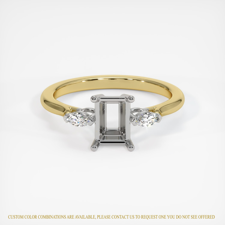 14K White & Yellow Three Stone Ring Setting