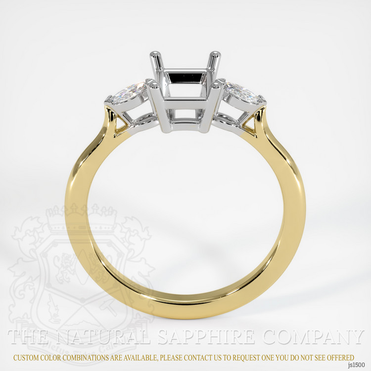 14K White & Yellow Three Stone Ring Setting