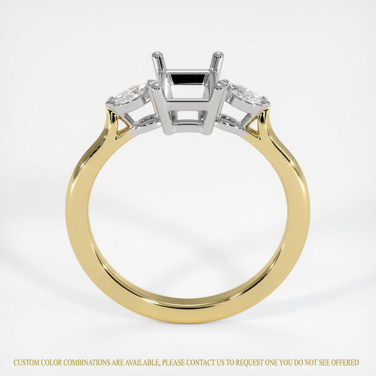 14K White & Yellow Three Stone Ring Setting