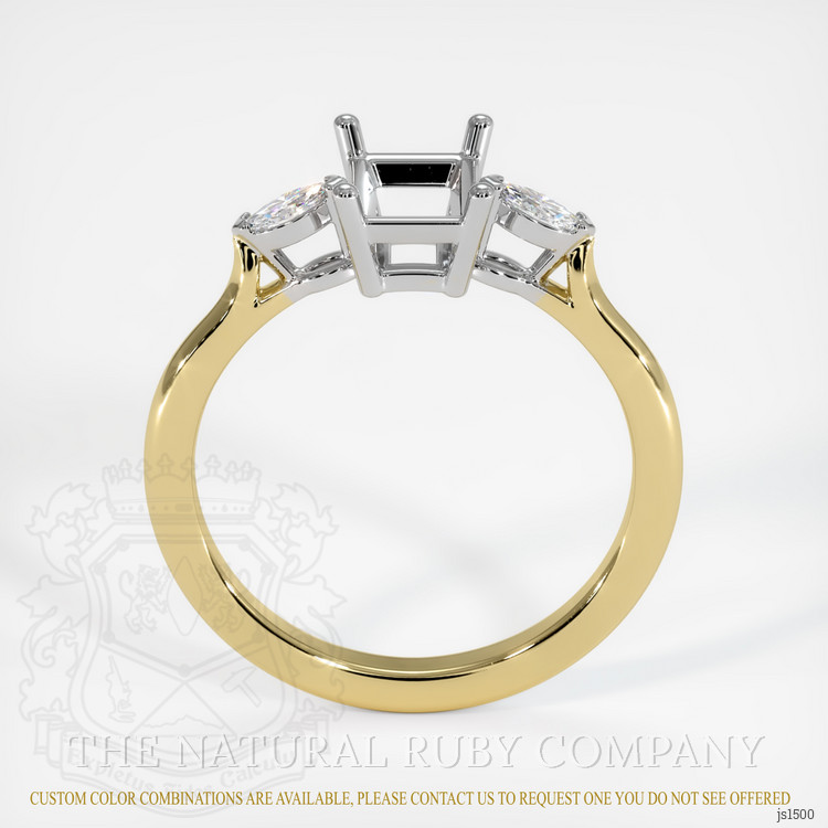 14K White & Yellow Three Stone Ring Setting