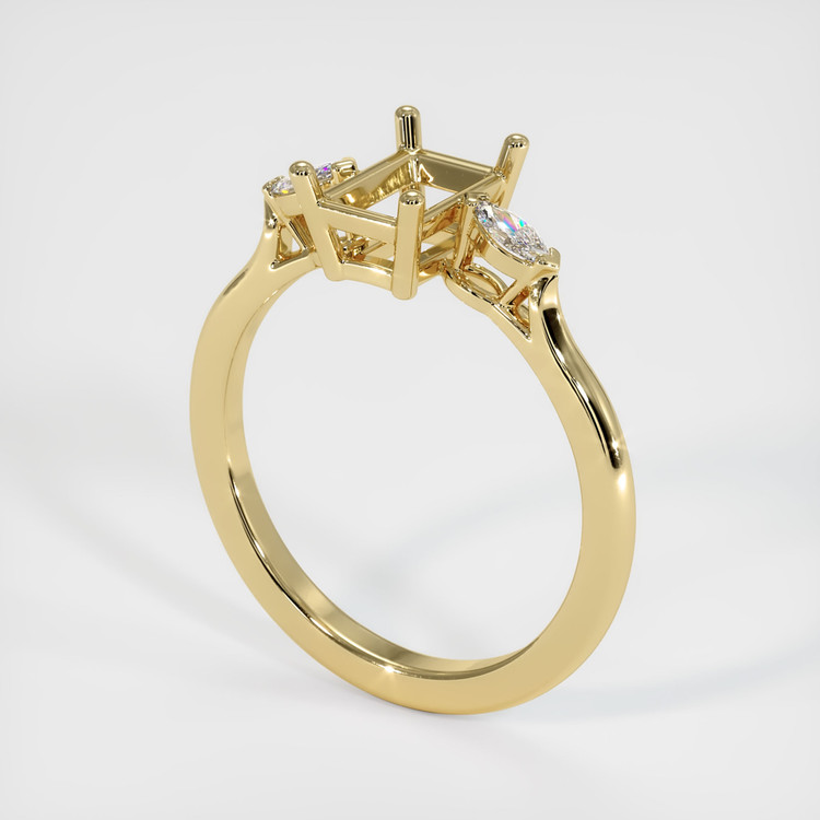 14K Yellow Gold Three Stone Ring Setting